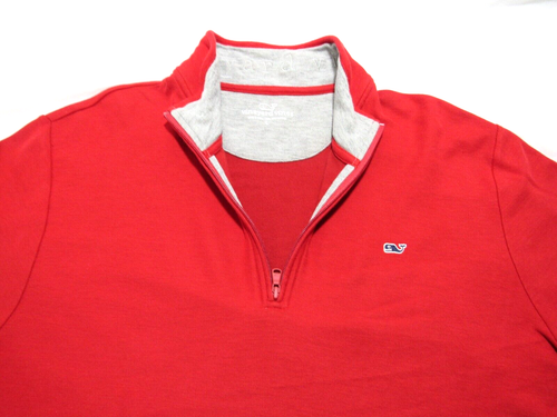 Vineyard Vines Sweater Performance Mens L 1/4 Zip Pullover Red Mock Neck - Picture 6 of 11