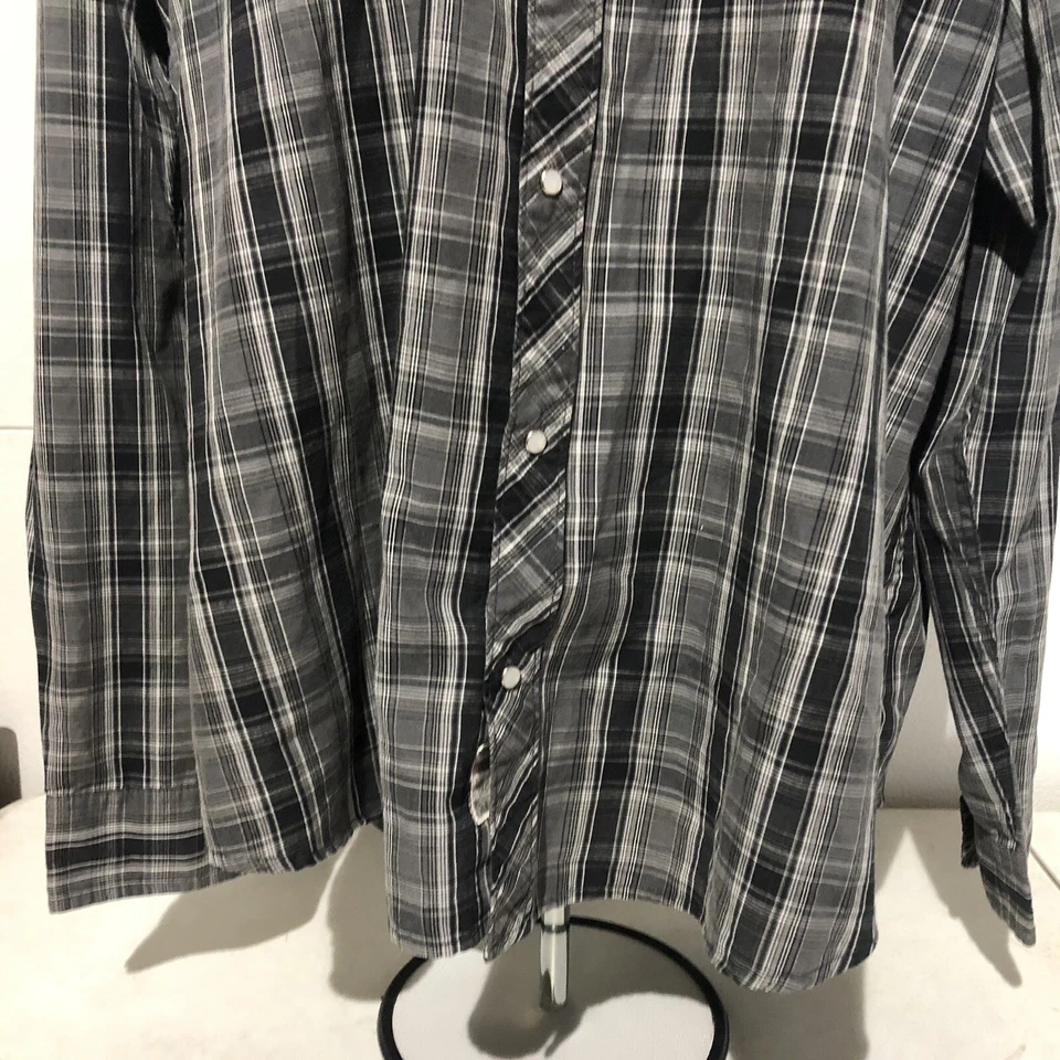 Camisa a presión Levi's Western Pearl para mujer talla XXL gris a cuadros Foto 3 de 4