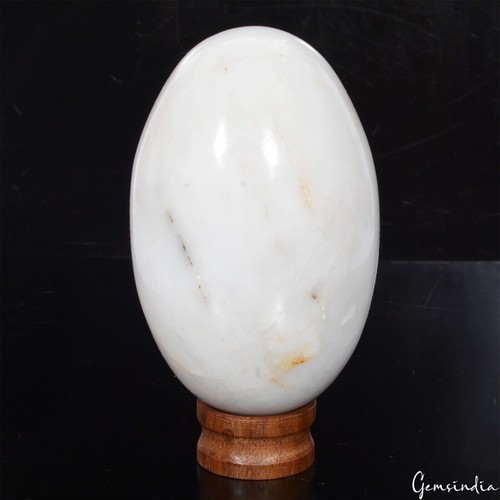 1800 kt natürlicher weißer Calcit Ei Kristall Reiki Heilung Mineral Edelstein mit Ständer - Bild 3 von 7
