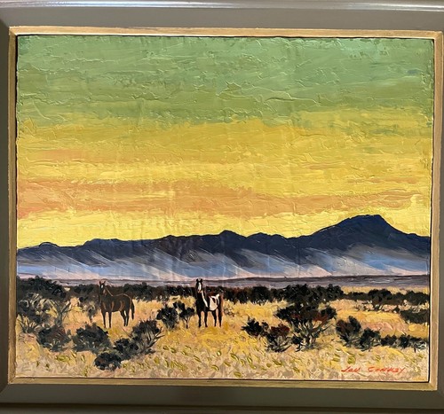 Original Impressionist Oil Painting Signed Framed "Texas Landscape with Horses" - Picture 4 of 8