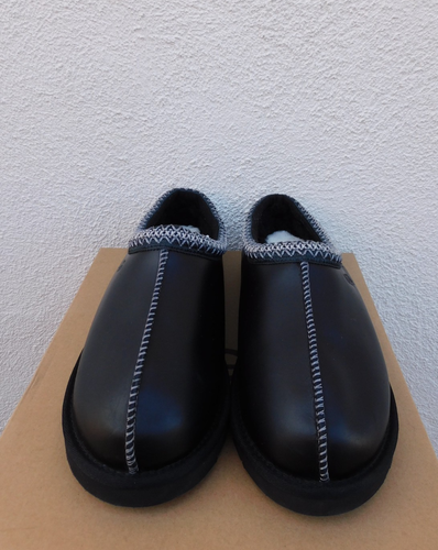 UGG TASMAN REGEN REGENERATE BLACK LEATHER SLIPPERS SHOES, MEN US 9/ EUR 42 ~NEW - Picture 4 of 5