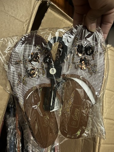 WHOLESALE LOT 36 Pairs Chinese Mesh Floral Beaded Sequins Slippers Sandals