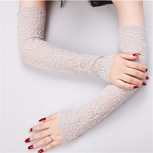 Sunscreen Gloves Long Lace Arm Sleeve Sunscreen Fingerless Gloves Sexy Gloves - Picture 17 of 19