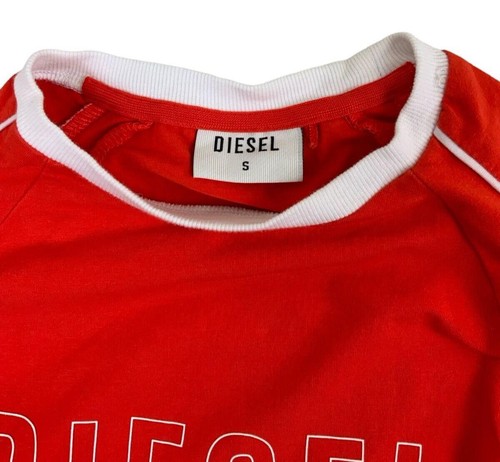 DIESEL LONG SLEEVE CREW NECK TOP ORANGE WHITE SIZE S - Picture 3 of 5