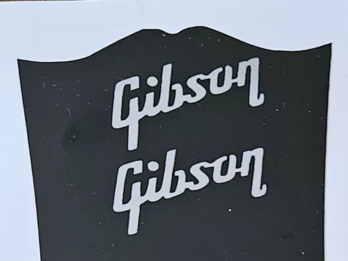 2  Guitar Headstock Logos, Die-Cut Vinyl Decal,  SILVER,   Gibson