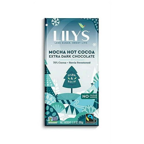 Lily'S Extra Dark Chocolate Bar Mocha Hot Cocoa Bar 2.8 Oz Pack Of 4