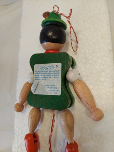 FAMO M Gschnitzer Wood Pull String Toy Ornament Boy in Liederhosen 1992 - Picture 7 of 9