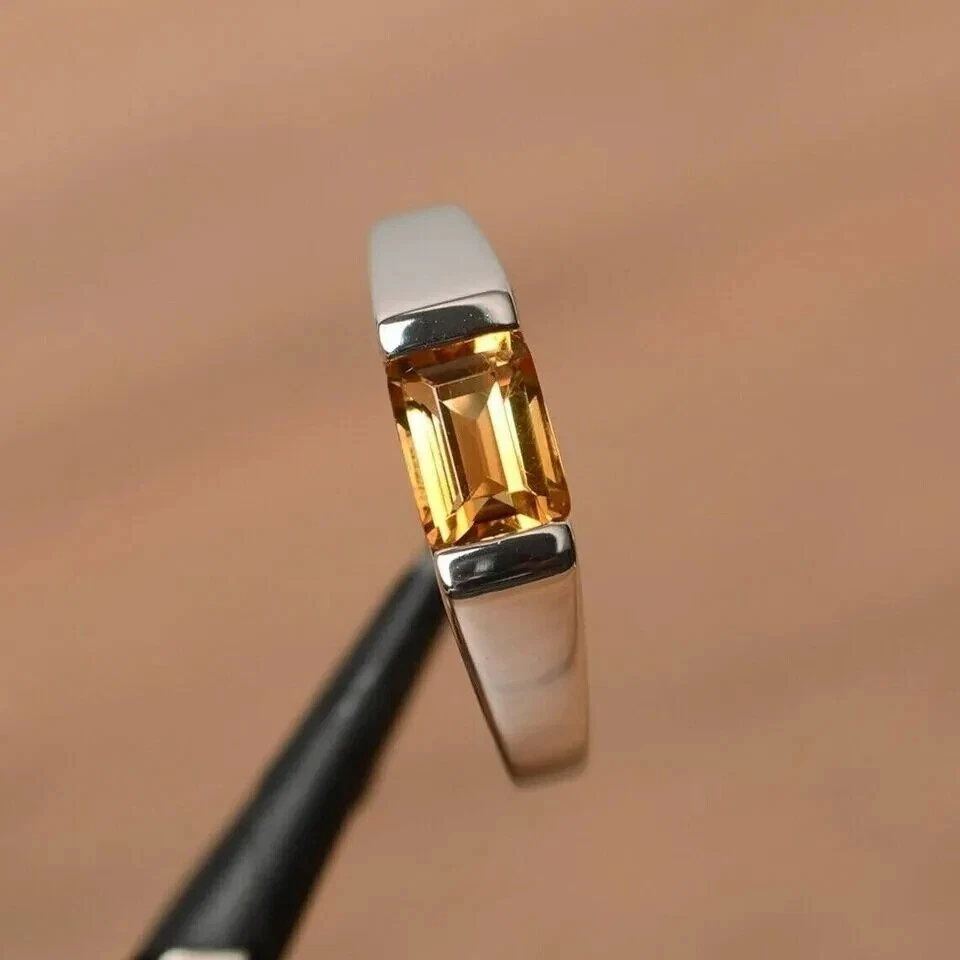 Anillo hecho a mano de zafiro amarillo certificado natural propósito astrológico para hombre, s regalo Foto 3 de 4