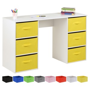 Hartleys White Childrens Desk 6 Drawers Kids Pc Laptop Homework
