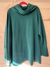 Pure Energy Size 3X Solid Teal turtleneck long sleeves