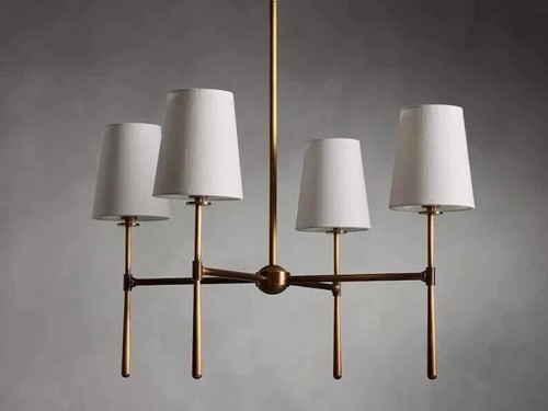 1950's Mid Century Brass Rod 4 Light Chandelier Italian Sputnik Ceiling Cottan - Picture 3 of 7