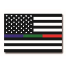 Magnet Me Up Thin Line Flag Magnet Decal 4x6 - in Support of Police, Fire