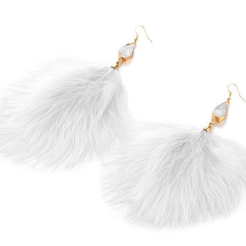 Pendientes de plumas de avestruz para mujer pendientes bohemios joyas colgantes gancho colgante regalo - Imagen 15 de 17