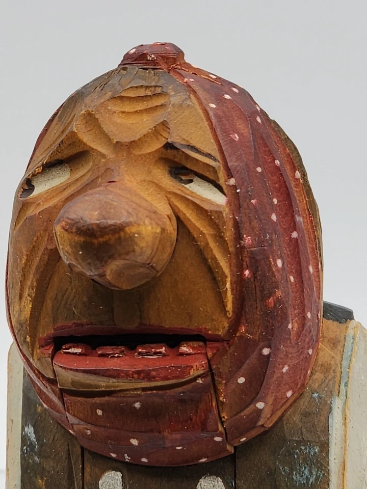 Black Forest Anri French Swiss Man w/ Toothache or Earache Nutcracker 8" Long - Image 3 of 4