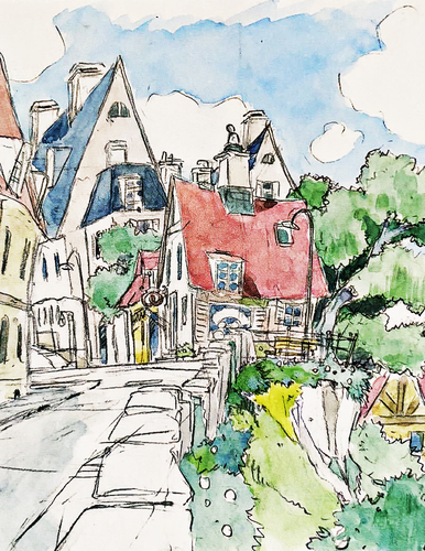 Kiki's Delivery Ser..."GUCHOKIPAN BAKERY ON THE HILL" Katsuya Watercolor Framed - Picture 4 of 6