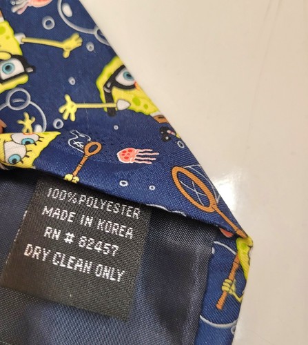 SPONGEBOB SQUAREPANTS TIE Vintage 2002 Nickelodeon Bubbles Undersea Blue 58" L  - Bild 4 von 5