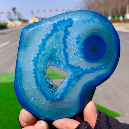 187G Beautiful Blue agate heart-shaped crystal heart-shaped energy healing - Picture 12 of 24