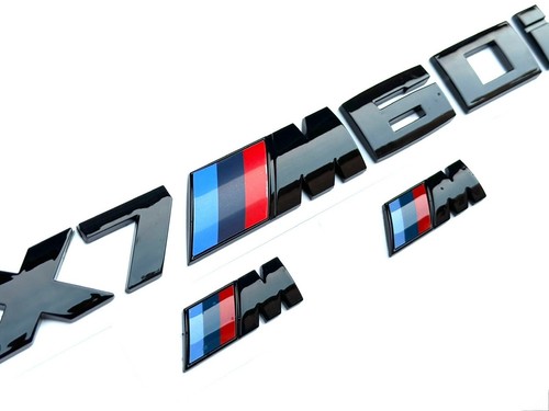 Set 4Pcs Gloss Black Style fit for BMW X7+M60i+2 Fender Emblems M Emblem - Picture 3 of 3