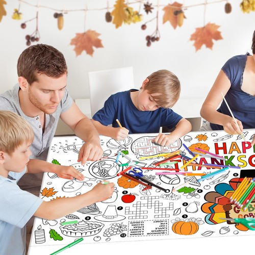 Family Fun Thanksgiving Activity Poster - 31.5 x 72 Inches, Turkey-Themed Tha... - Picture 6 of 7