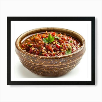 Chile Sauce in a Bowl 2 Kunstdruck gerahmt Wandbild Poster Leinwanddruck Bild