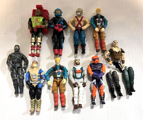 Vintage Hasbro 1980's 1990's GI Joe Lot of 9 Action Figures w/ Parts & Pieces