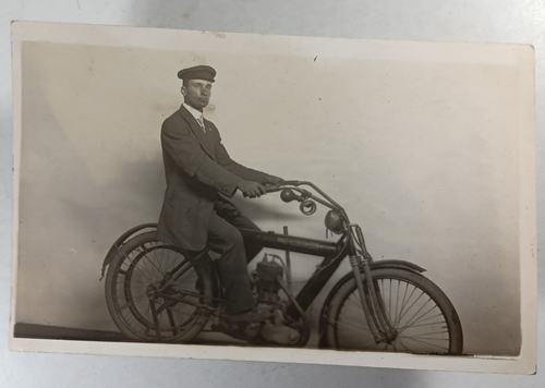 1913 RPPC Man on PIERCE Motorcycle - Eden Center NY - Harold Richardson - Picture 1 of 4