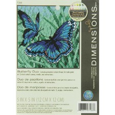 Dimensions stamped needlepoint stitch kit "Butterfly Duo", 12,7x12,7cm, DIY