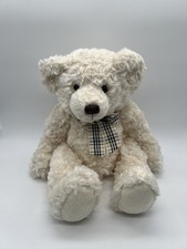 Russ Berrie Russplus Bear Champagne Curly Fur, Floppy Limbs, Tail, Orig Bow 13