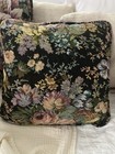Vintage Tapestry Style Floral Pillow Roses w/ Black 14 x 14” Double Sided