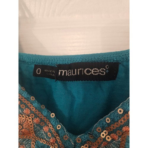 Maurices Womens Plus Teal Beaded Tank Sz 0 - Picture 3 of 6
