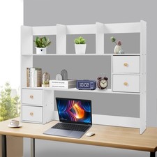 Wood Desktop Organizer, Office Storage Rack, Desktop Rack White 100 *17*80cm