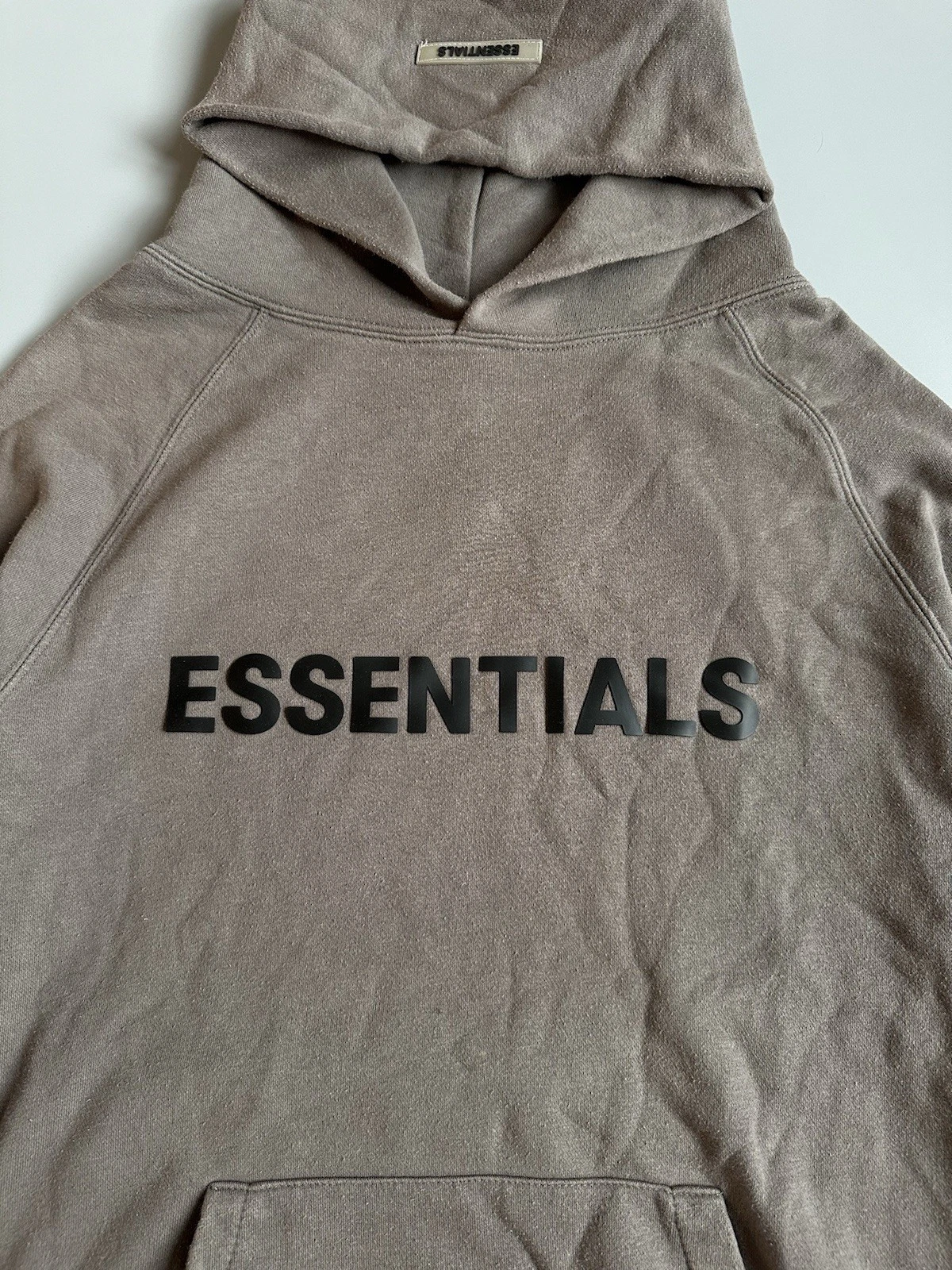 Felpa con cappuccio Essentials Fear Of God grande logo uomo marrone taglia S streetwear rara hype