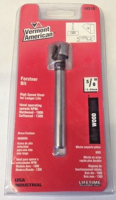 Vermont American 14510 5/8'' Wood High Speed Steel Forstner Drill Bit USA