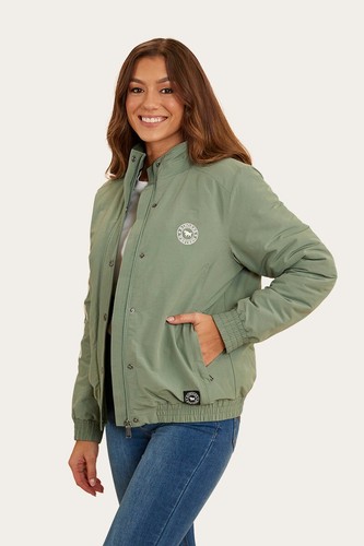 Ringers Western Tesbury Button Up Womens Quilted Jacket in Leaf/Off White - Picture 5 of 10