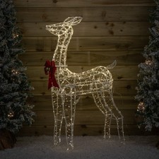 1.24m Light up Acrylic Christmas Deer Decoration with Bow & 880 Warm White LEDs