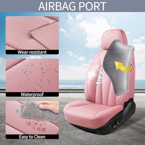 Seat Covers for Cars,Front Seats Universal Fit for SUV, Sedans Front Pair Pink - Picture 4 of 7