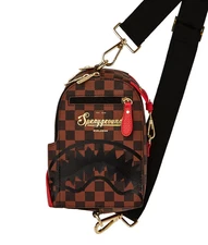 Sprayground Takeover The Throne Sling Bag🔥New Black Check Crossbody Purse