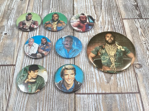 The A-Team Set x 8 Vintage 1983 Pin Anstecker - Hannibal Face BA & Murdock