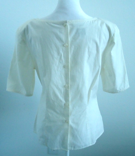 Vintage 50er EVAN Bluse bestickt Rosen tailliert hinten Knopf Bluse Gr-6 - Bild 6 von 9