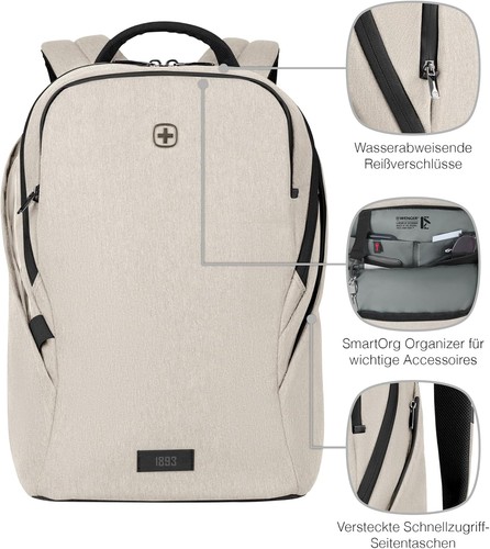 WENGER Laptop-Rucksack MX Light 16" Laptop SmartOrg Tablet-Fach 21L Sandfarben - Bild 2 von 4