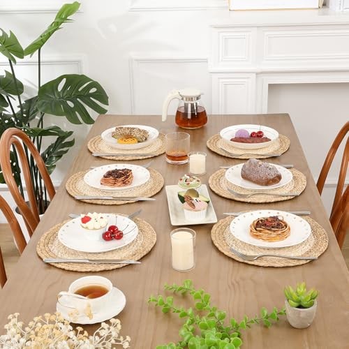 12 inch Round Woven Placemats Set of 4 Natural Corn Husk 12 inch Round 4 PCS - Picture 7 of 7