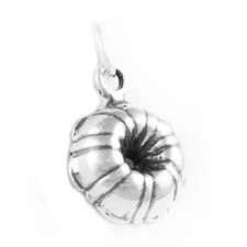 Bundt Cake Pan Mold 3D 925 Solid Sterling Silver Charm Pendant Bracelet Jewel...