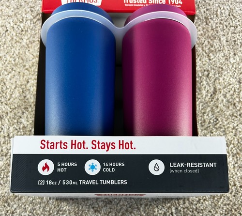 Paquete de 2 - Termo de acero inoxidable 18 oz vasos de viaje frío/calor - a prueba de fugas NUEVO - Imagen 3 de 7