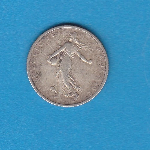 6108. 美品 1916年 フランス 1フラン 銀貨 1916 French 1 Franc Coin - Silver Franc - WWI Era - France Silver