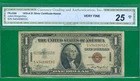 $1 1935-A 1 S/C BLOCK BROWN SEAL SILVER CERTIFICATE VERY FINE HAWAII 25