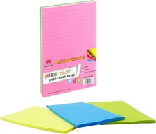 4A 5084-N-L Sticky Notes, 5 x 8 Inches, Large Size, Lined, 4 Colors, 200 Sheets