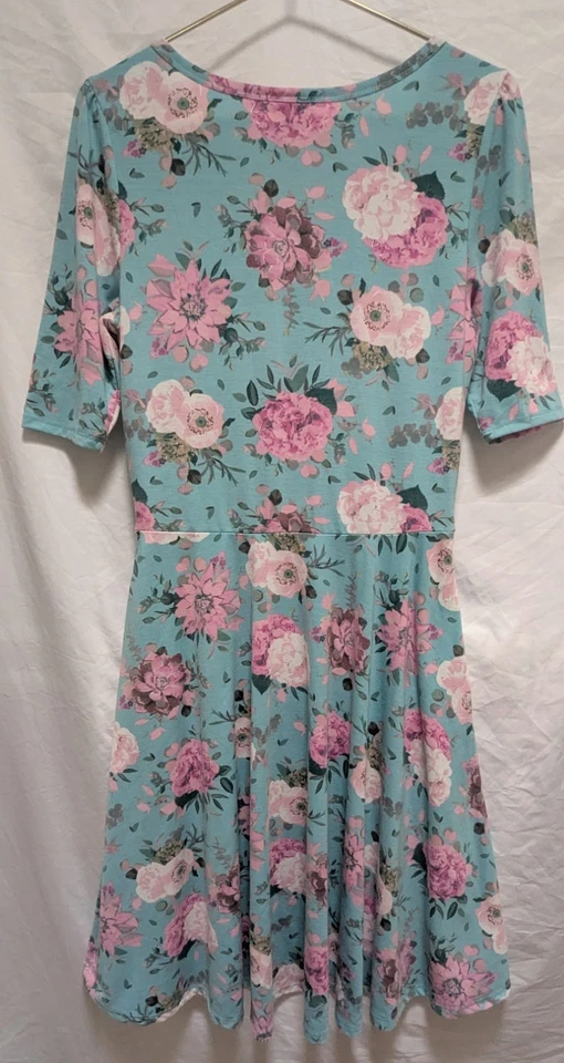 Vestido para mujer Lularoe Nicole floral azul azulado talla grande bolsillos laterales Foto 2 de 3