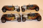 Four (4) Vintage 1975 Hot Wheels Street Rodder '32 Ford Roadster Cars
