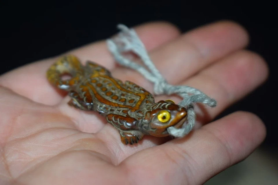 Тибет коллекционировать старый як кости резной фэн-шуй богатство ящерица зверь амулет подвеска - Изображение 3 из 4