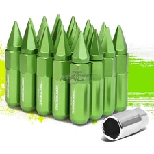 JDM ALUMINUM GREEN M12X1.5 20MM OD 60MM LUG NUTS W/30MM CAP 20PCS/SET+ADAPTER